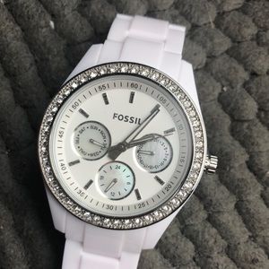 MULTIFUNCTION WHITE ACETATE WATCH